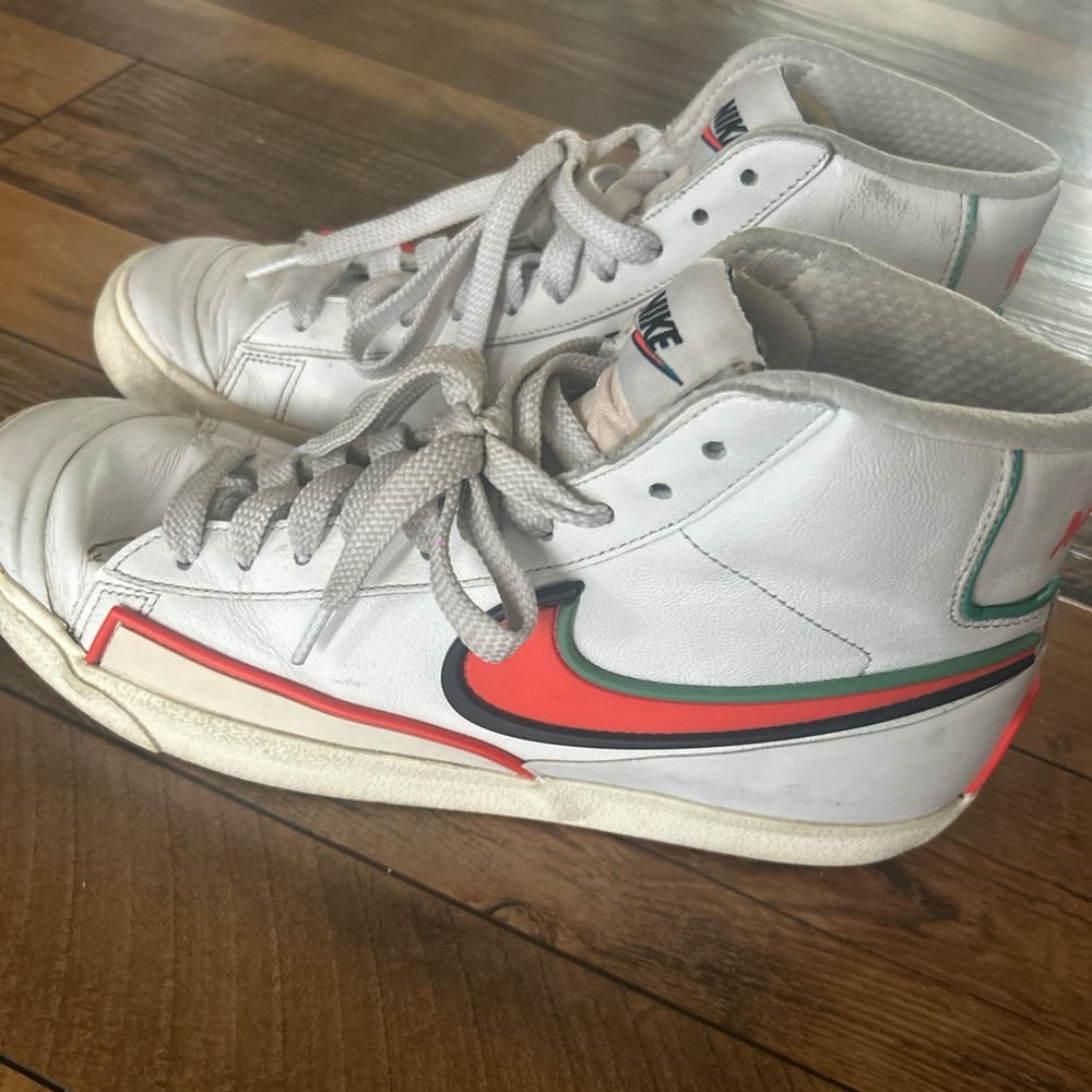Nike White and Black High-Tops with Red Swoosh